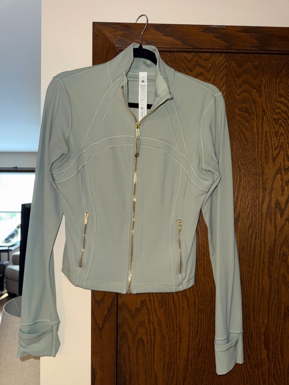 lululemon athletica Sage Green Zip Jacket with Gold Zippers